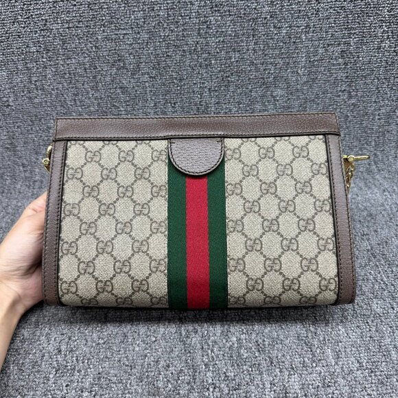 Gucci Ophidia Chain Brown Small Canvas Shoulder Bag 899-081425 - Picture 3 of 13